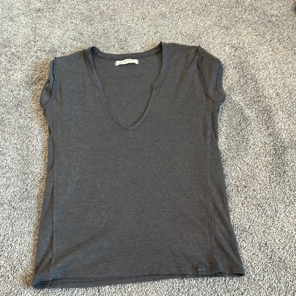 Free People Gray Short Sleeve Tee Casual Essential